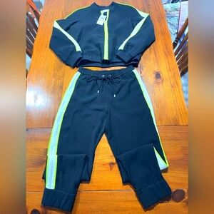 Nwt Michael Kors Black Lime Green White Women's Track Suit Size Small